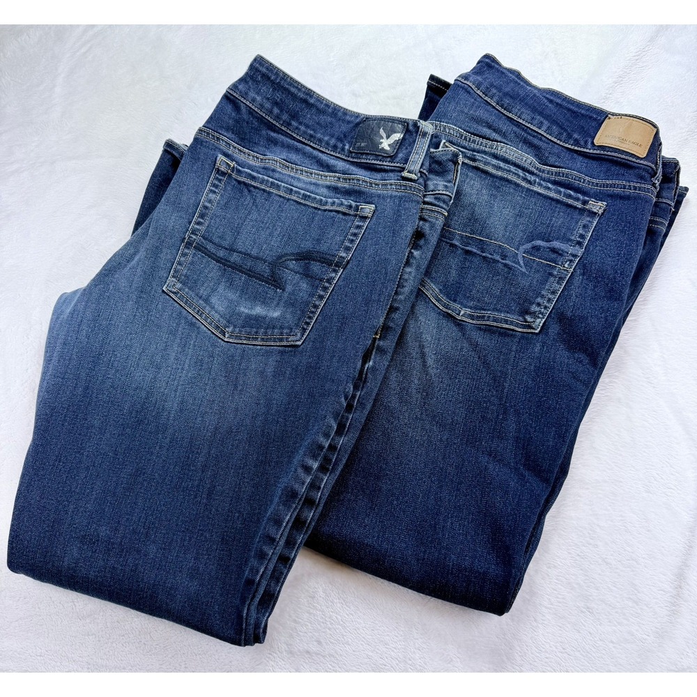 American Eagle Artist Flare Jeans Size 18 Short Blue Super Stretch Dark Lot of 2